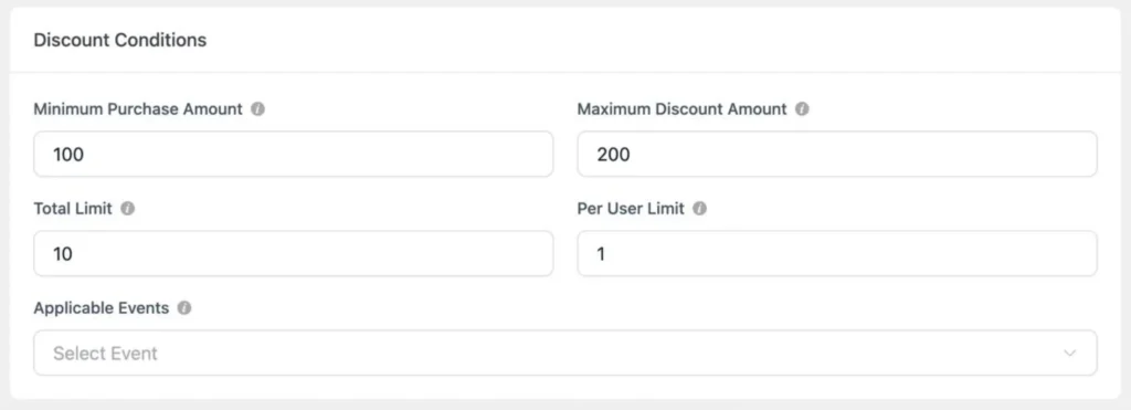 set discount conditions for coupon code